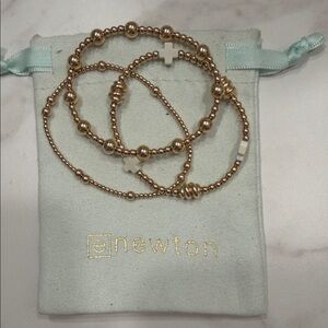 E Newton Stack Gold and White Beaded Bracelet Trio